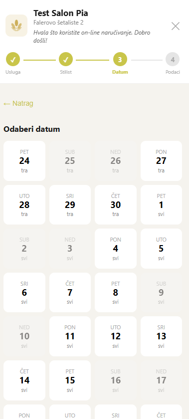 Stylio rezervacija - datum i termin